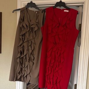 Calvin Klein Collection Red and Tan Ruffle Dresses
Great spring dresses 2 NEW